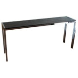 Chrome & Resin-Slate Sofa Table Attributed to Milo Baughman