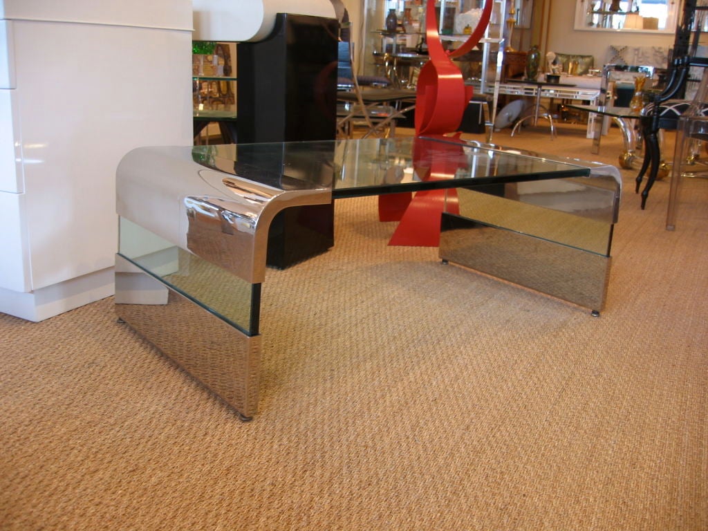 Chrome & Glass Waterfall Cocktail Table by Pace