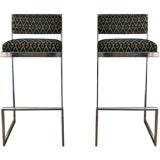 Pair of Chrome 
Upholstered Bar Stools
