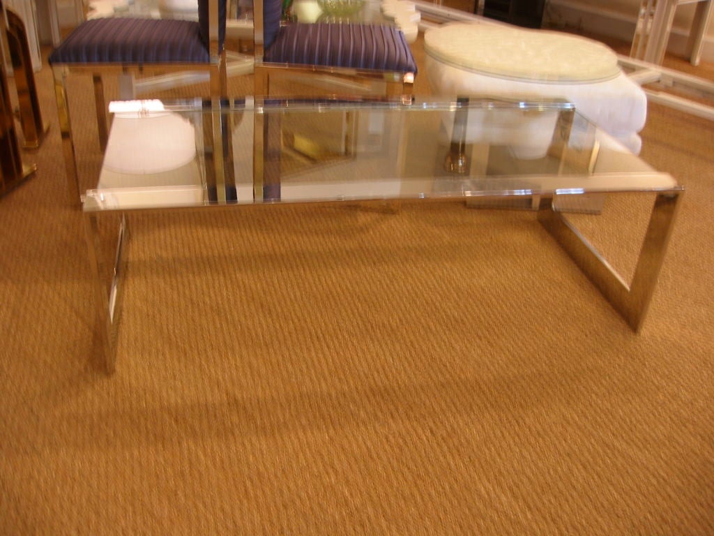 High Polished Steel & Glass Pace Cocktail Table
