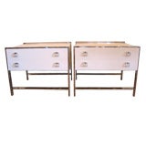 Pair of Chrome & White Lacquered End Tables
