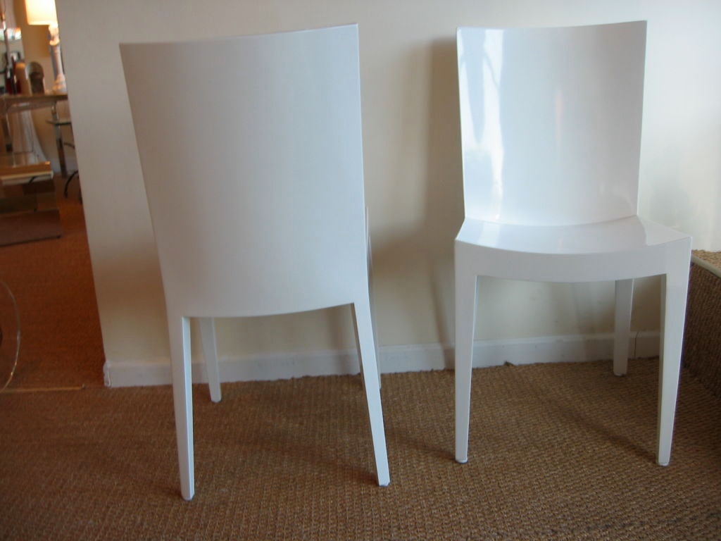 Pair of Karl Springer White Lacquered Wood 