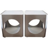 IT'S A STEAL Chic Pair of Brushed Stainless Steel Side Tables