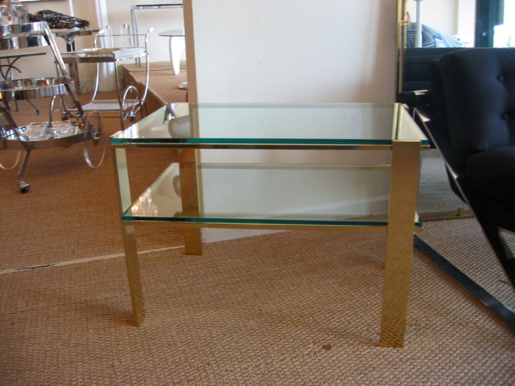 High Polished Solid Brass Two Tiered Table