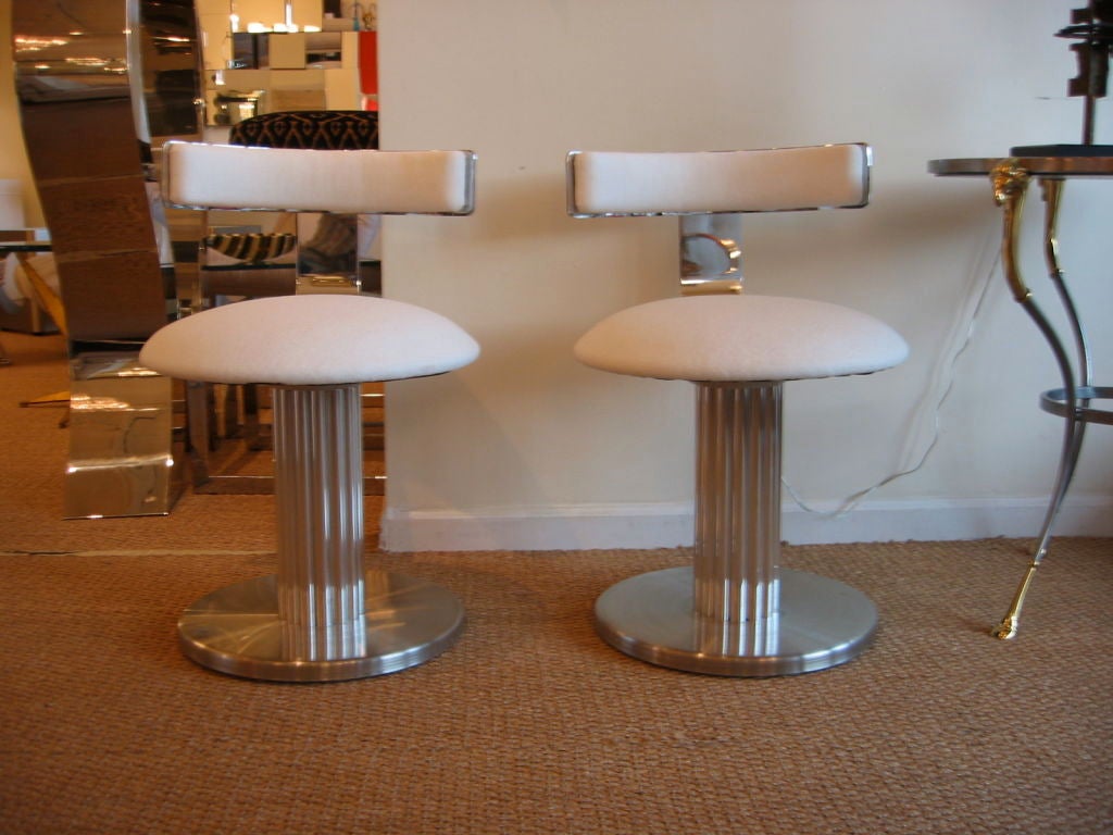 Exquisite Pair of Pace Steel and Aluminum Stools