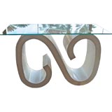 Sculptural White Lacquered Console