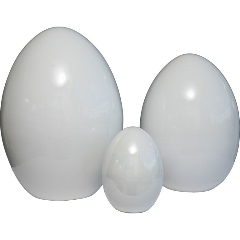 Set Three White Ceramic Eggs