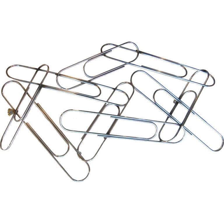 Chrome Paper Clip Sculpture signed Curtis Jere