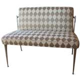 Nickel Silver & Upholstered Bench in the style of Gio Ponti