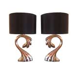 Pair of Nickel Silver Lamps in the style of Laverne