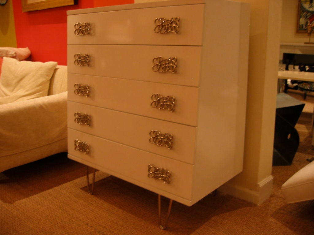 White Lacquered Highboy Dresser
