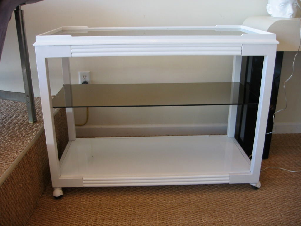 White Lacquered Bar Cart   SALE