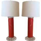 Pair of Lucite and Acrylic Lamps