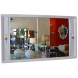 Rectangular White Lacquered Mirror with Brass Starbursts