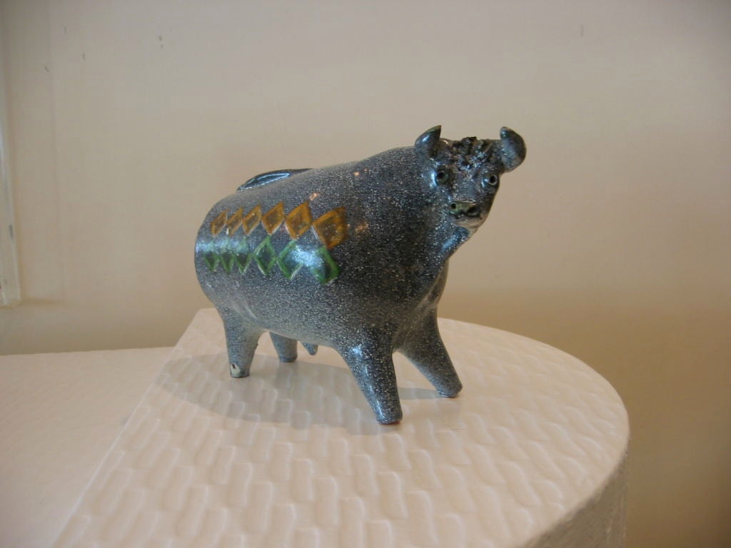 Ceramic Bull Sculpture by Miguel Duran Loriga & Jesus Martitequi