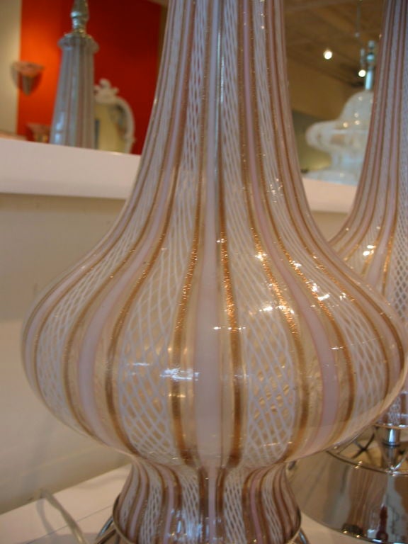 20th Century Pair of Stunning Italian Glass Lamps by Alberto Toso