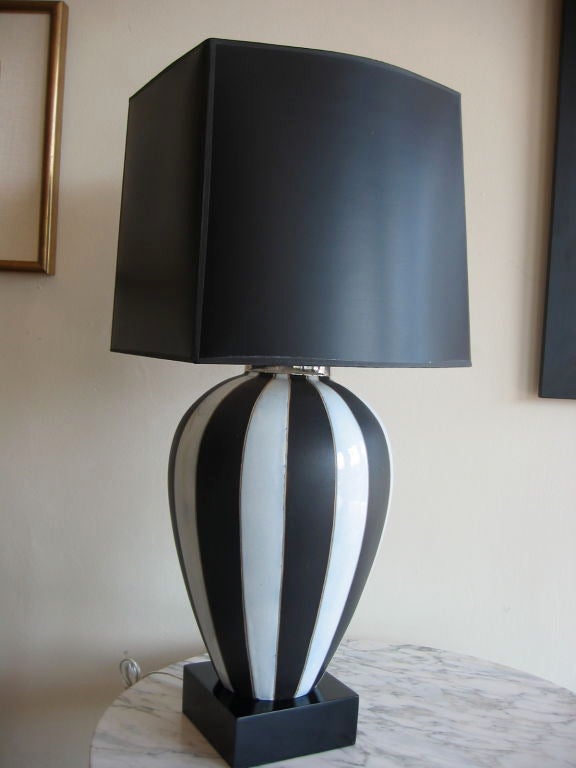 Monumental Italian Porcelain Enamel Lamp