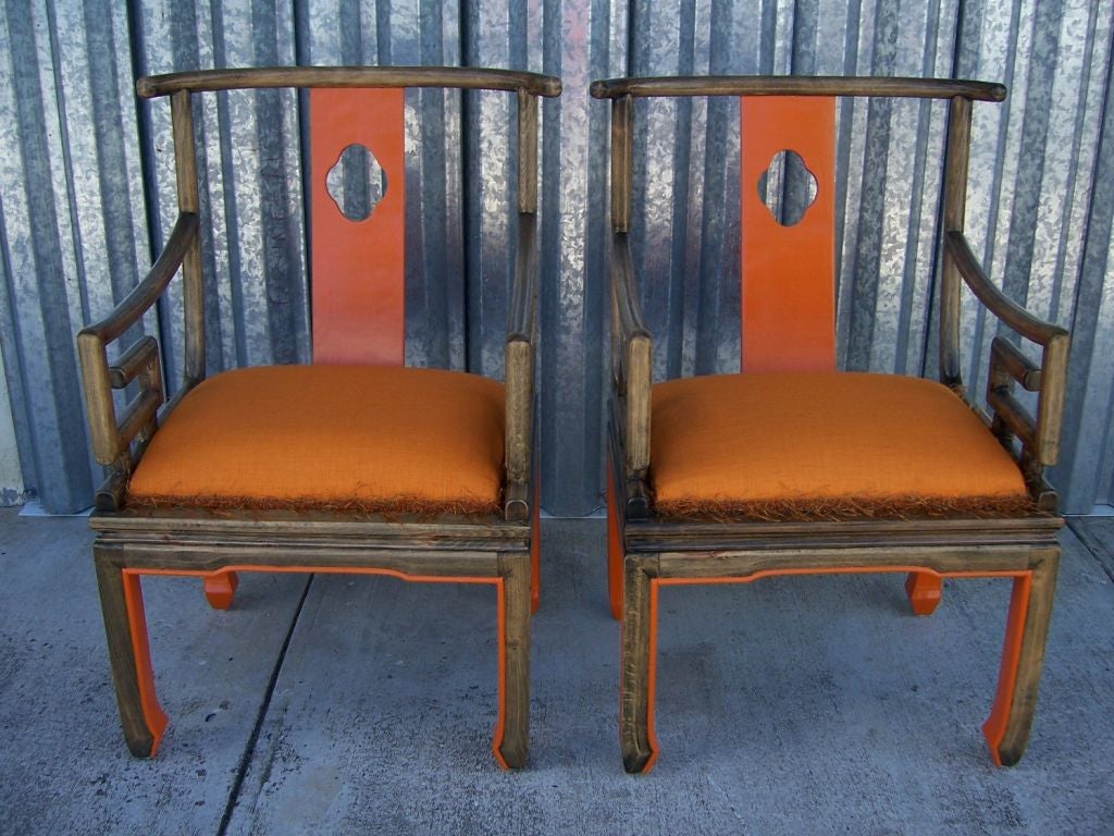 A Pair of Two-Toned Asian Style Armchairs