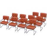 A Set of Ten Mariani for PACE Chrome and Leather Dining Chairs