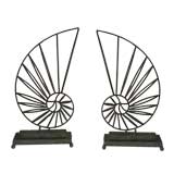 A Pair of Iron Ammonite Decorative Table Sculptures