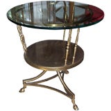 Mastercraft Two-Tier Sidetable in Brass w/ Glass Top