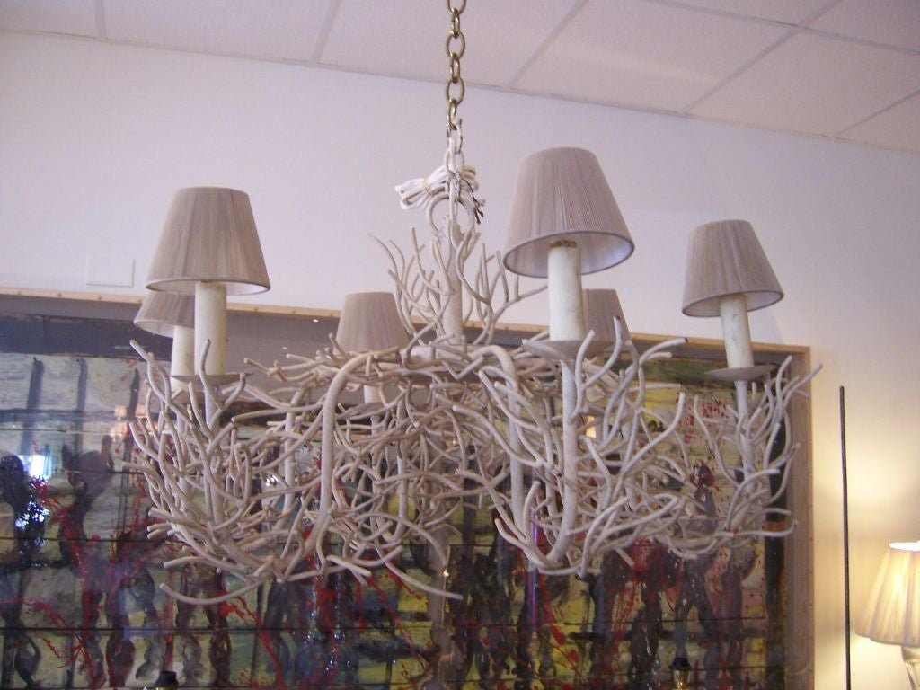 Six-Light Iron Coral Branch Chandelier