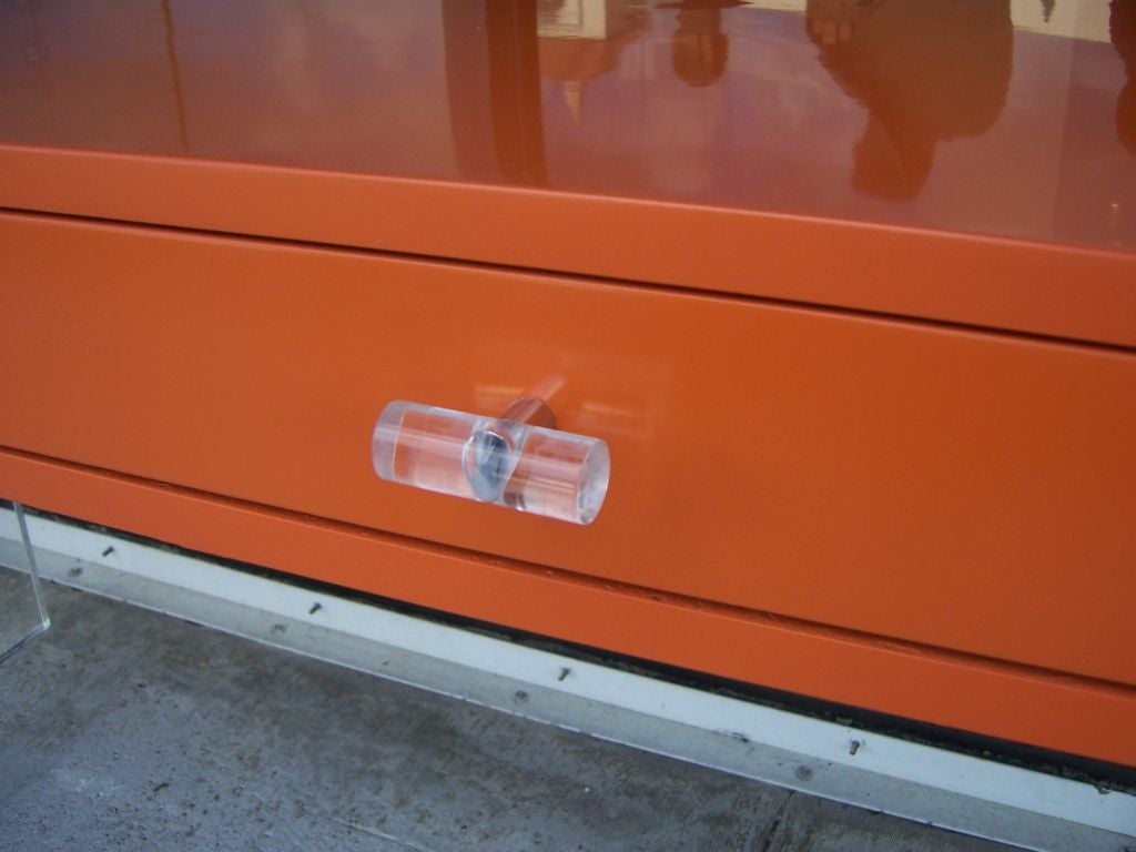 Late 20th Century An Hermes Orange Lacquered Desk with Lucite