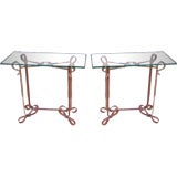 Pair of Belt Strap Table Base Consoles - Style of Jacques Adnet