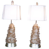 A Massive Pair of Carol Stupell Rock Crystal Table Lamps