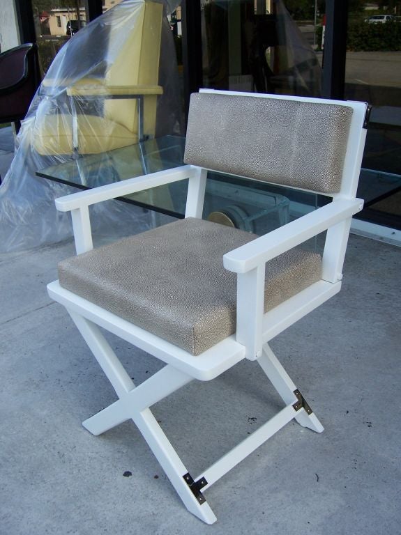 Campaign Desk & Chair in High Gloss White Lacquer