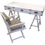 Campaign Desk & Chair in High Gloss White Lacquer
