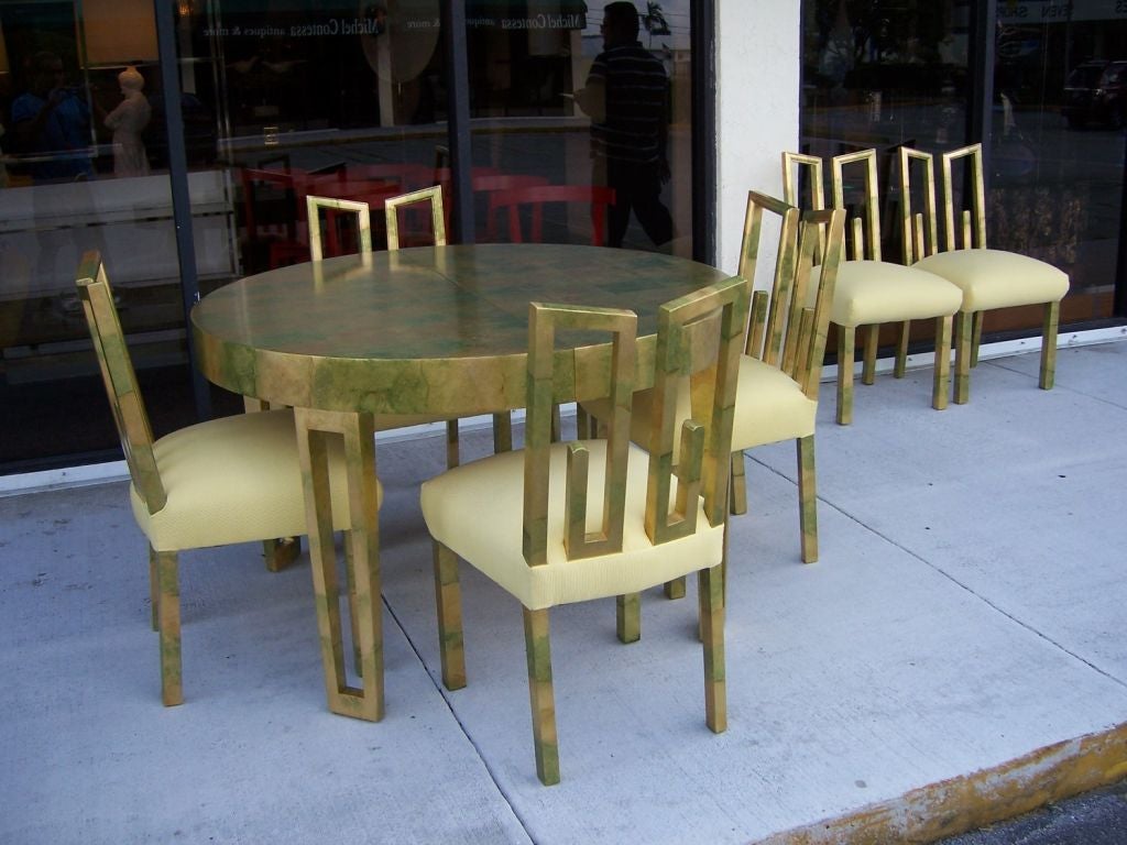A James Mont Camouflage Gold Leaf Dining Room Set For At 1stdibs A James Mont Camouflage Gold Leaf Dining Room Set For 2