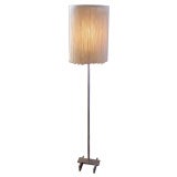 Great Vintage Chromed Floor Lamp with Silk Fringe Shade