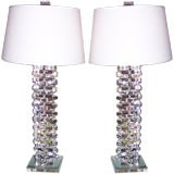 Pair of Stacked Lucite Table Lamps