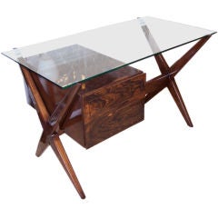 An "X" Base Modernist Desk (Modernage labeled)