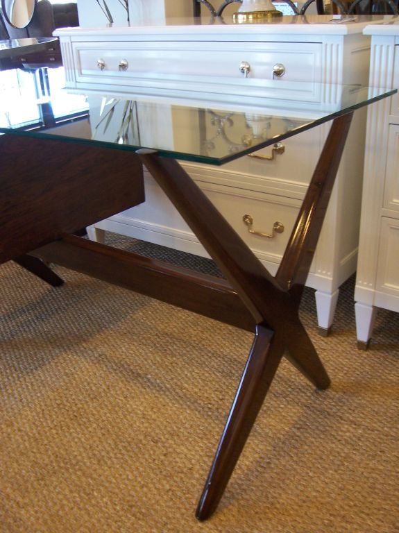 An "X" Base Modernist Desk (Modernage labeled)