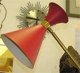 Mid-Century Modern Stilnovo Italian Red Mid-Century Cone Floor Lamp For Sale