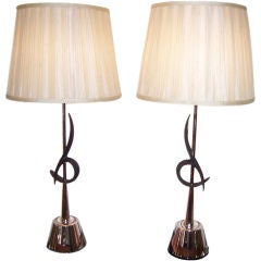 Vintage Pair of Rembrandt Lamps in Nickel and Metal