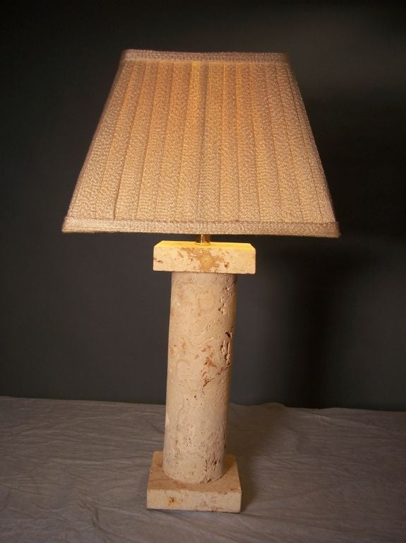 American Coquina Stone Column Table Lamp Attributed to Samuel Marx For Sale