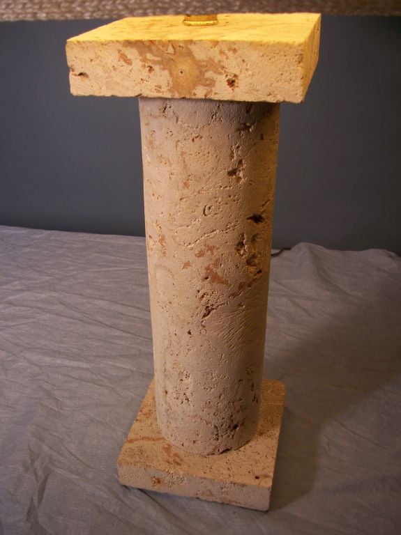 Wonderful solid natural coquina stone column lamp. Shade is Not included .
