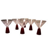 Set of Six (6) Hand Blown Murano Martini Glasses