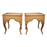 Vintage Pair of Hollywood Regency Onyx Top Side Tables