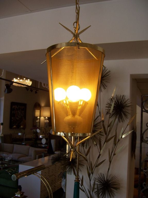 Mid-20th Century Italian Petite Brass Lantern Hanging Light For Sale