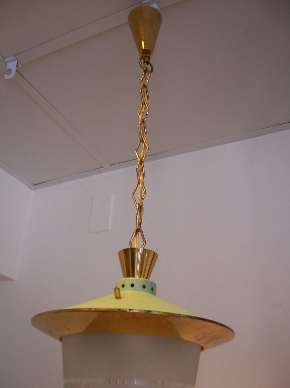 Brass Pair of Mid-Century Italian Hanging Lanterns For Sale