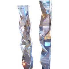 Pair of  Prismatic Lucite Sculptures