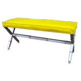Brushed Steel and Bronze Rams Feet Bench