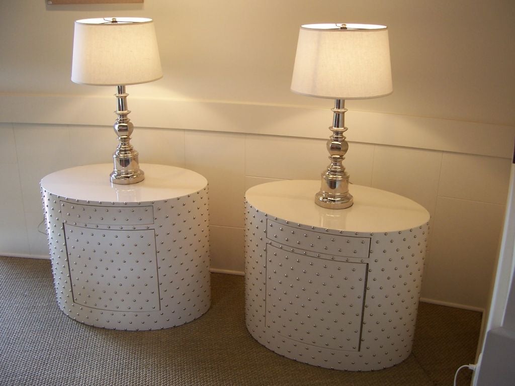 Over The Top Pair of PACE Oval Side Cabinets/Night Stands