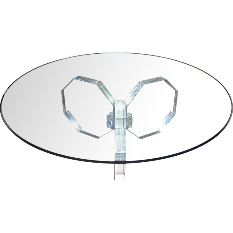 A Geometric Lucite Base Coffee Table For Sale