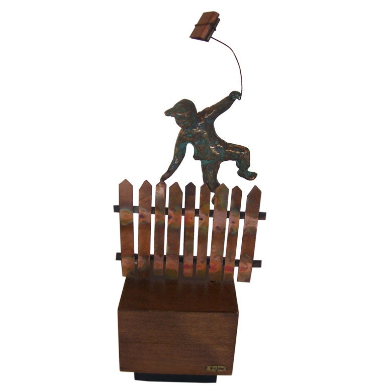 Curtis Jere (signed) School Boy Jumping a Fence