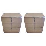 Pair of Reverse White on Glass Chest of Drawers